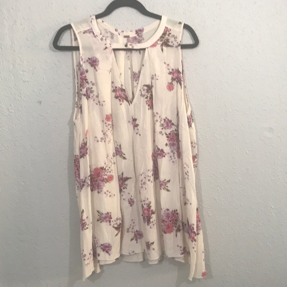 Free People Sleeveless Keyhole Floral Tank size S - Picture 2 of 7
